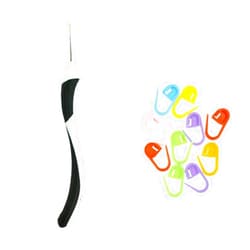 addi Knitting Needles Crochet Hook Swing 6.25 inch (16cm) Size US H (5.0mm) Bundle with 10 Artsiga Crafts Stitch Markers