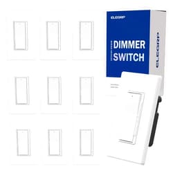 ELEGRP Digital Dimmer Light Switch for 300W Dimmable LED/CFL Lights and 600W Incandescent/Halogen, Single Pole/3-Way LED Slide Dimmer Light Switch, Wall Plate Included, UL Listed, 10 Pack, Matte White