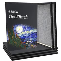 Wenqik 6 Pack Black Stretched Canvas for Painting Large Canvas Bulk Large Black Cotton Canvas Triple Primed Painting Canvas Profile Art Blank Canvases for Watercolor Acrylics Oil Painting(16 x 20 Inches)