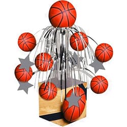 Creative Converting Sports Fanatic Basketball Centerpiece with Mini Cascade and Base, Orange