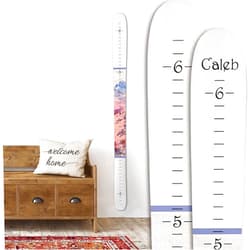 Headwaters Studio Personalized Ski Growth Chart - Wooden Growth Chart for Kids Room & Home Decor, Ski-Themed Wall Decor, Personalized Wooden Ski Ruler White Mountain - 58