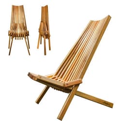 Melino Wooden Folding Tamarack Chairs, FSC Certified Acacia Low Profile Adirondack Chairs, Wood Folding Chair for Outdoor, Patio, Porch, Pool, Backyard, Garden, Balcony and Deck - Natural - Single