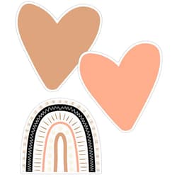 Schoolgirl Style Simply Stylish 36-Piece Heart and Boho Rainbow Bulletin Board Cutouts, Boho Hearts and Boho Rainbow Cutouts for Bulletin Board, Boho Rainbow Classroom Décor