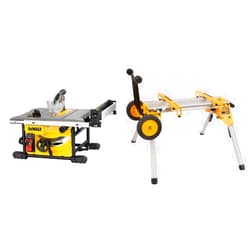 DEWALT Table Saw for Jobsite, Compact, 8-1/4-Inch with Table Saw Stand, Mobile/Rolling (DWE7485 & DW7440RS)