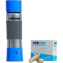 DrinkMate instaFizz Carbonating Water Bottle - Sparkles ANY Drink On the Go - 21oz Stainless Steel, BPA-Free, Wide Mouth, With Insulating Sleeve and Ten 8g CO2 Chargers (Blue)