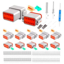 JRready ST6327-12 Deutsch 12 Pin DT Connector Kit, Gray Waterproof DT Connectors 12 Pin(5 Set), Size 16 Stamped Contacts for Truck, Motorcycle, Off-Road Vehicles, Marine, Extreme Sports
