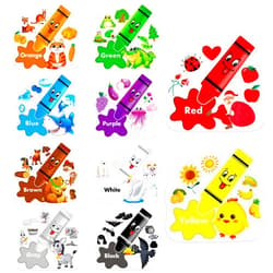 Gethelud 10 PCS Color Posters, Color Cutouts Bulletin Board Set Fruit Animal Plant Word Color for Toddler Kid Learning Color Family Classroom Decoration Supplies, 12” x 11.5”