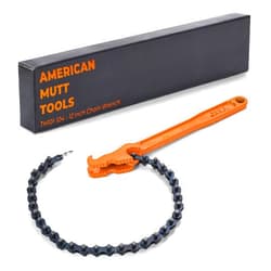 AMERICAN MUTT TOOLS 12 Inch Chain Wrench Heavy Duty – Fits 1-1/2” to 6” Pipes and Filters – Chain Pipe Wrench and Chain Oil Filter Wrench – Heavy Duty Oil Filter Wrench, Large Oil Filter Wrench