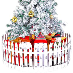 Sasylvia 18 Pcs 6.5 Ft Christmas Tree Fence White Wooden Picket Fences Xmas Tree Gate Decorations Barrier for Home Indoor Outdoor Garden Wedding Party, 12 in Tall