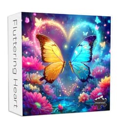 PICKFORU Butterfly Jigsaw Puzzles 1000 Pieces, Gradient Love Heart Puzzles for Adults, Vintage Impossible Unique Flower Garden Puzzle