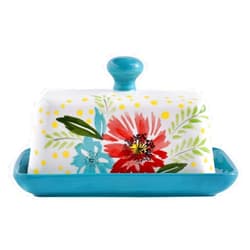 Wisenvoy Butter Dish Ceramic Butter Dish with Lid Butter Keeper Butter Dish with Lid for Countertop Flower Butter Crock