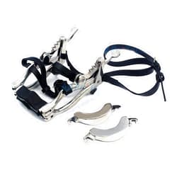 AAProTools Equine Miniature Horse Pony Dental Mouth Gag Speculum Stainless Steel Satin with Leather Straps Dentistry Veterinary BITS Cups Upper Lower Jaws