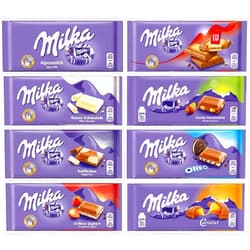 Milka Assorted Chocolates Variety Pack of 8 Bars (Bundle #2)