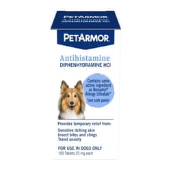 PetArmor Antihistamine Allergy Relief for Dogs, Easy-to-Use Allergy Medicine for Dogs, Anti-Itch Medicine Provides Relief from Insect Bites, and Stings, 100 Tablets