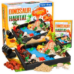 Toy Pal Dinosaur Toys for Kids 5-7, DIY Dinosaur Habitat Playset with 12 Dinosaur Figures + Volcano Experiment, Create, Explore & Learn About Jurassic Era with STEM Dinosaur Crafts for Kids Age 7 8 9 10