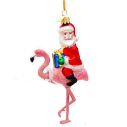 Kurt Adler Noble Gems Glass Santa with Flamingo Ornament NB1508 New