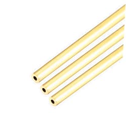 uxcell Brass Round Tube, 300mm Length 2mm OD 0.5mm Wall Thickness, Seamless Straight Pipe Tubing 3 Pcs