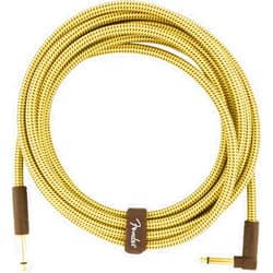 Fender Deluxe Series Instrument Cable, Guitar Cable, Guitar Accessories, Straight/Angle, Tweed, 15ft