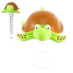 Daunor Floating Pool Chlorine Floater & Pool Thermometer 2 in 1 kit, Large Display&Easy to Read Collapsible Chlorine Dispenser, Release Adjustable for Swimming Pool,Hot Tub &SPA(Turtle)