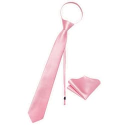 YourTies Men's Tie Set Solid Color Adjustable Zipper Neck Tie 8cm Satin Tie and Pocket Square Set with Gift Box