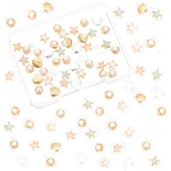 OLYCRAFT 45pcs 9 Style Starfish Shell Resin Fillers Alloy Enamel Cabochons Ocean Nail Art Decorations Resin Accessories Supplies for Jewelry Making Nail Art Decoration - Gold & Silver & Rose Gold