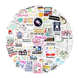 BulbaCraft 100Pcs Funny Pharmacist Stickers, Pharmacy Technician Stickers for Water Bottle & Laptop - Pharmacy Technician Accessories, Pharmacist Gifts, Pharmacy Stickers