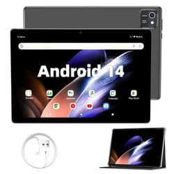 Aiprotablet Tablet 10.1 inch Android 14 Tablet, 6GB RAM 64GB ROM 1TB Expand, Quad-Core Tablets with Case, 1280x800 IPS Touch Screen, 6000mAh, BT5.0, Dual Camera, GPS, WiFi (Black)