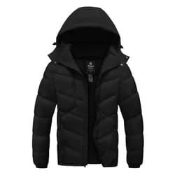 wantdo Men's Puffer Jacket Waterproof Winter Coat Hooded Parka Jacket Recycled Outerwear (Regular and Big Size)