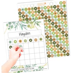 Hadley Designs 25 Greenery Reward Sticker Chart for Kids Behavior Chart for Classroom - Classroom Incentive Chart for Classroom Reward Chart for Kids Behavior, Star Chart for Kids Behavior Chart for Kids Classroom