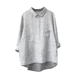 PIFAME Long Sleeve Shirts for Women Vintage Tops for Women Loose Fit Dressy Button Down Shirts for Women Collared Shirts
