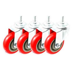 Online Best Service 4 Pack Caster Wheels Swivel Stem On Red Polyurethane Wheels (4 inch stem)