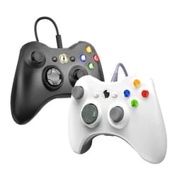 Rzzhgzq 2PACK Wired Controller for Xbox 360 & 360Slim, PC Windows 10/8/7, Gamepad Joystick (Black+White)
