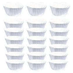 CcHuDE 200 Pcs Foil Metallic Baking Cups Mini Cupcake Liners Small Muffin Paper Cases Mini Paper Muffin Liners Cupcake Wrappers Silver