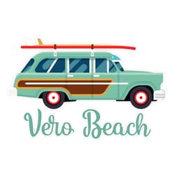 Fink Studio Vero Beach Florida Retro Surf Wagon Vinyl Sticker Waterproof Decal Laptop Wall Window Bumper Sticker 5