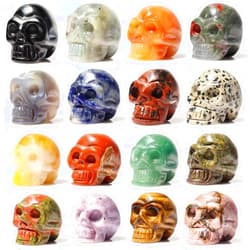 Wemeki Gemstone Skull Figurines Mix 6PCS, 1.5