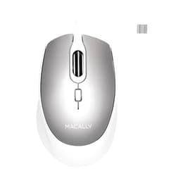Macally USB C Mouse Wired - Comfortable and Precise - USB Type C Mouse for MacBook Pro/Air, iMac, Mac Mini/Pro, iPad - Plug and Play Apple USBC Mouse with Ambidextrous Body, Multiple DPI