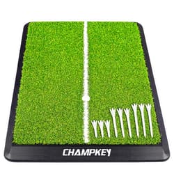 CHAMPKEY Premium Heavy-Duty Rubber Backing Golf Hitting Mat - Professional Alignment Practice Golf Mat Come with 1 Rubber Tee Holder and 9 Plastic Tees