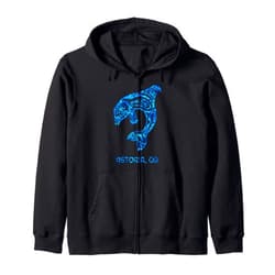 Astoria Oregon Native American Indian Orca Whale Blue Astoria Oregon Native American Indian Ocean Orca Whale Zip Hoodie