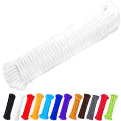 PerkHomy 90 ft 1/4 inch (7mm) Nylon Poly Rope Flag Pole Polypropylene Clothes Line Camping Utility Good for Tie Pull Swing Climb Knot (White)