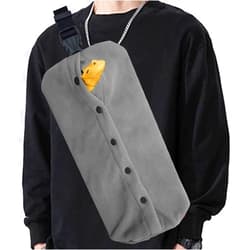 HAICHEN TEC Bearded Dragon Carrier - Adjustable Soft Bearded Dragon Travel Sling Reptile Carrier Chest Bag for Lizard Snake Hedgehog Gecko Small Animals Outdoor Walking Accessories (L,Grey)
