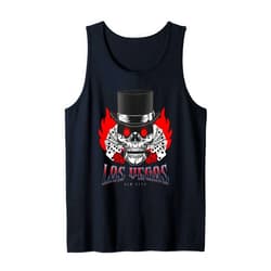 BizzyflyUSA Las Vegas Sin City Skull Top Hat Gambling Casino Mens Womens Tank Top