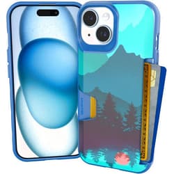 Smartish iPhone 15 Wallet Case - Wallet Slayer Vol. 1 [Slim + Protective] Credit Card Holder - Drop Tested Hidden Card Slot Cover Compatible with Apple iPhone 15 - Moving Mountains