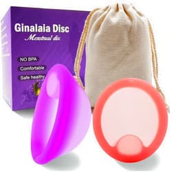 Ginalaia Menstrual Disc, Reusable Medical-Grade Silicone Period disc for Women - Wear 12 Hours - Removal Notch (Purple+Pink, L+M)