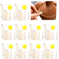 Leriton 80 Pcs Pottery Sculpting Clay Cleaning Tool Set Includes Clay Cutting Modeling Trimming Tools with Wooden Handles Carving Kit for School College Beginners Carving Shaping