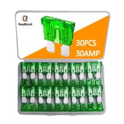 RoadandLord 30Pcs 30A Standard Blade Fuses Kit - Standard Automotive Car Fuse Blade Fuse Assortment, Fuses Automotive, 30A Standard Boat fuse, Auto Truck ATC/ATO/APR/ATS Fuse Kit for Car/RV/Truck/Motor