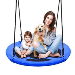 Hisecome 40 Inch Blue Saucer Tree Swing Set for Kids Adults 500lb Weight Capacity Waterproof Flying Swing Seat Outdoor Playground, Backyard