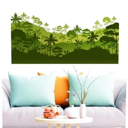 ACQTULOU Tropical Forest Tree Wall Decals, Mountain Landscape Wall Stickers, Removable Vinyl Wilderness Wall Décor Art Mural for Living Room Bedroom Bathroom