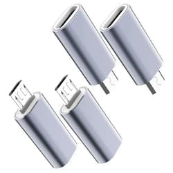 JXMOX USB C to Micro USB Adapter, (4-Pack) Type C Female to Micro USB Male Convert Connector Support Charge Data Sync Compatible with Samsung Galaxy S7 S7 Edge, Nexus 5 6 and Micro USB Devices (Grey)