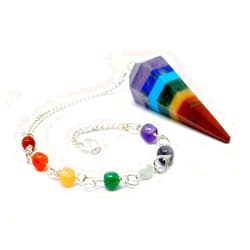 MYDEAL PRODUCTS Gemstone and Crystal Dowsing Pendulum with Hexagon 6 Facet Point 7 Reiki Chakra Spritual Energy Chain for Balancing Chakras Aura Cleansing Water Divining Ghost Hunting Meditation Chi