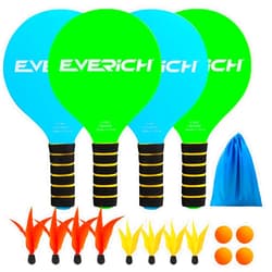 EVERICH TOY Paddle Ball Set – Indoor & Outdoor Racket Game for Kids, Teens, and Adults, Badminton & Camping Games Essentials, Fun for Beach, Yard, and Lawn Play All Year Round